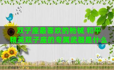 双子座最喜欢的枪械 和平精英双子座的专属武器是什么
